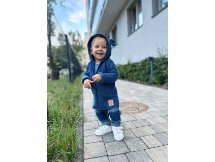 Zateplená mikina s uškami Tmavmodrá