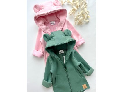 Zateplená mikina s uškami zelená