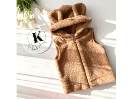 Detská vesta s uškami – handmade barančeková vesta 86–110