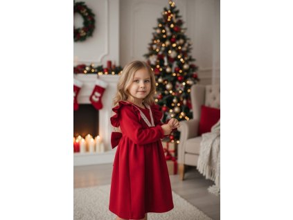 Červené šaty pre dievčatá s mašľou