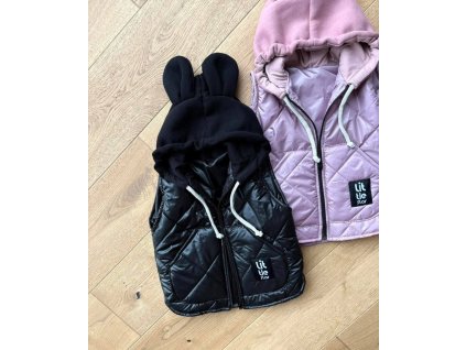 Detská vesta Little Star s uškami – handmade vesta čierna (86–140)