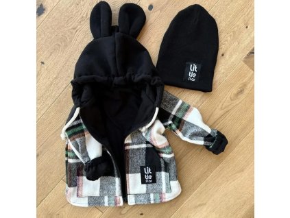 Káro-bundička s uškami Little star čierna