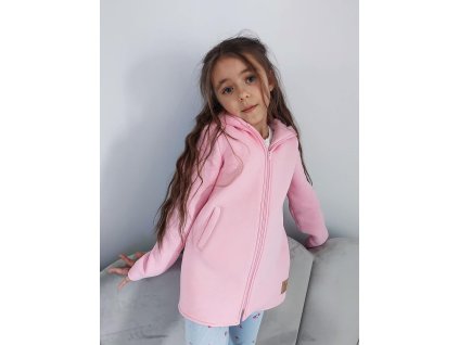 Zateplená mikina so zajačími uškami-farba baby PINK
