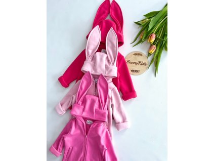 Zateplená mikina so zajačími uškami-farba ružová