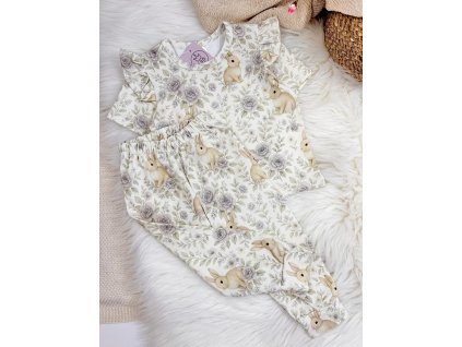 Bavlnené pyžamko zajačik s krátym rukávom