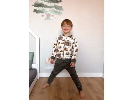 Komplet pre chlapcov  - červený traktor - mikina a tepláky