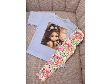 Tričko dievčatko so psíkom baby blue