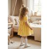 Šaty s mašličkou a čipkou - žlté