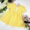 Šaty s mašličkou a čipkou - žlté