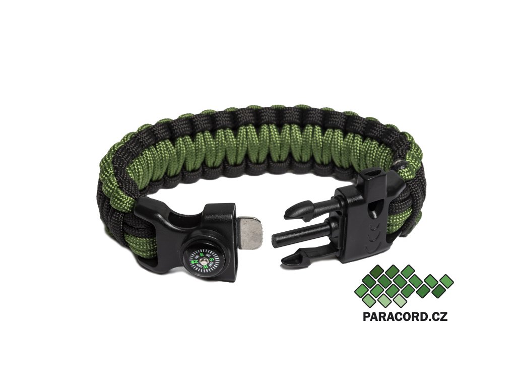 Outdoor paracord náramek NAVIGATOR GREEN (Velikost L)