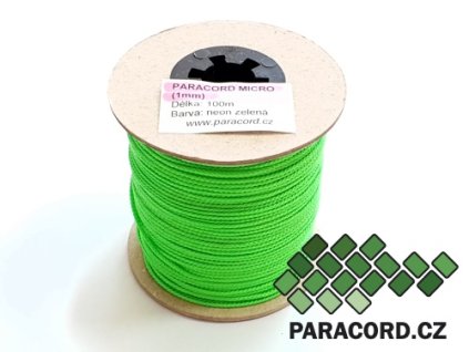 Paracord micro 1mm špulka 100m – NEON ZELENÁ
