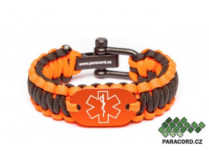 Survival paracord náramek ZDRAVOTNÍK - oranžový (Velikost L/XL)