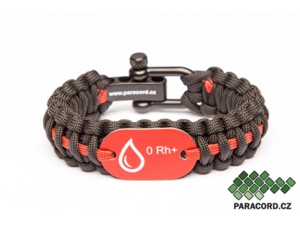 Survival paracord náramek KREVNÍ SKUPINA - červený