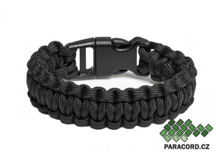 Survival paracord náramek BASIC BLACK – ručně pletený černý náramek z paracordu 550, vzor kobra