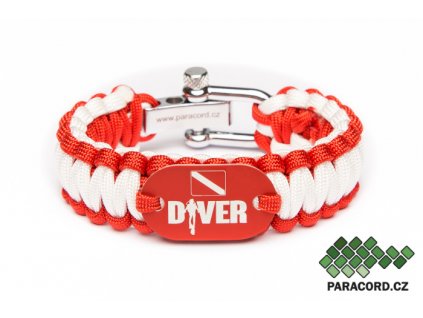 Survival paracord náramek POTÁPĚČ - červený (Velikost L/XL)