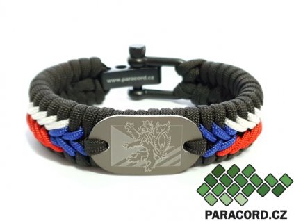 Survival paracord náramek TRIKOLÓRA DELUXE (Velikost L/XL)
