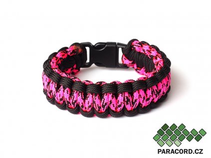 Survival paracord náramek BASIC MINI PINK PANTER (Velikost D13)