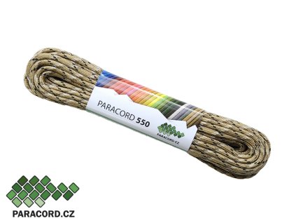 paracord 550 celkem 10m namotaných jako svazek barva desert camo