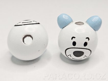 medvídek hlava korálek bílá modrá