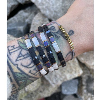 Náramek Miyuki Tila Černobílá