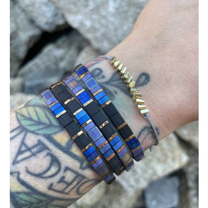 Náramek Miyuki Tila Černomodrá