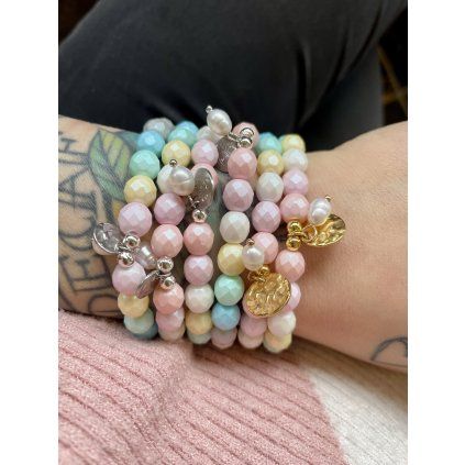 Broušené pastelové korálky