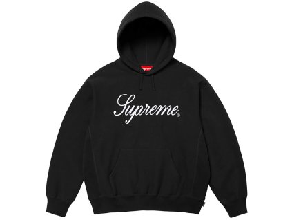 Embroidered Script Hooded Sweatshirt : Black