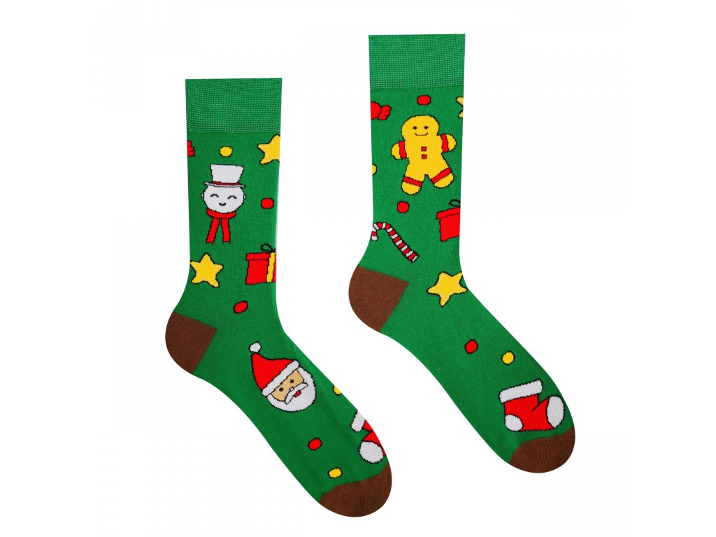 Veselé ponožky "Vianočný čas je Christmas time" - zelené