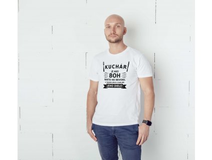 Pánske tričko mockup kuchar ako boh 2 biele