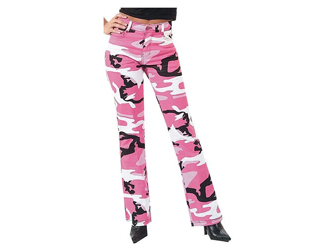 Kalhoty dámské STRETCH FLARE PINK CAMO (velikost 5-6)
