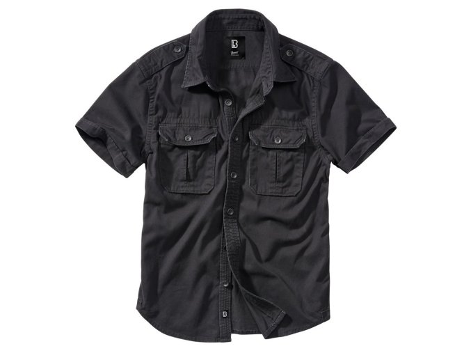 Košile styl VINTAGE krátký rukáv ČERNÁ (velikost 3XL)