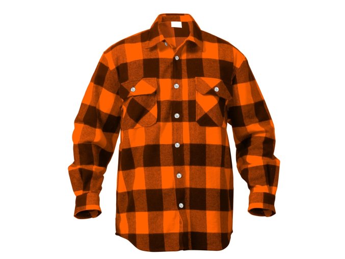 Košile dřevorubecká FLANNEL kostkovaná ORANŽOVÁ (velikost 3XL)