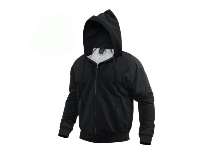 Mikina s kapucí THERMAL na zip ČERNÁ (velikost 3XL)