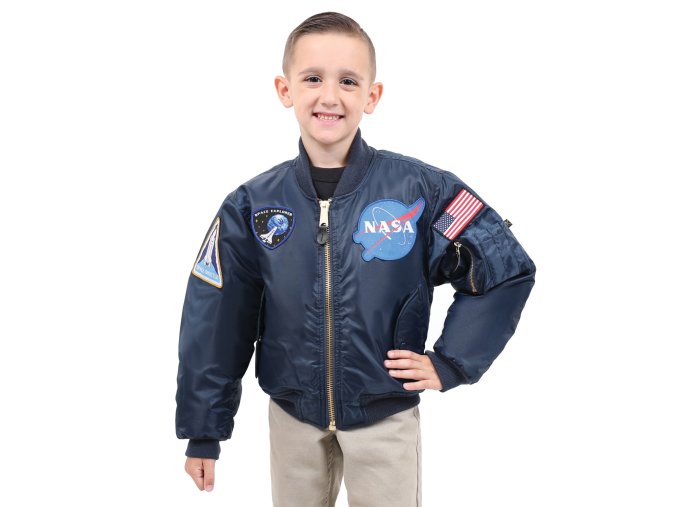 Bunda dětská bomber NASA MA1 FLIGHT MODRÁ (velikost L)