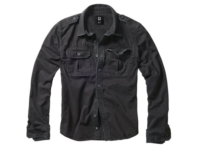 Košile styl VINTAGE dlouhý rukáv ČERNÁ (velikost 3XL)