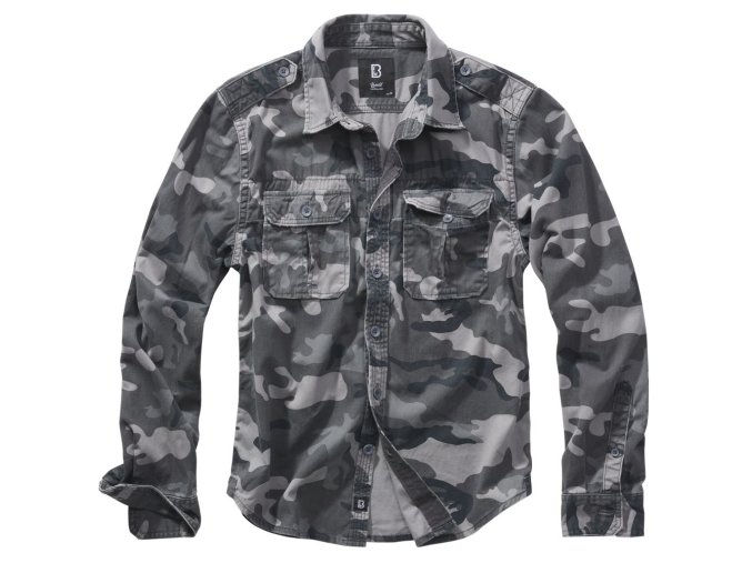 Košile styl VINTAGE dlouhý rukáv GREY CAMO (velikost 3XL)