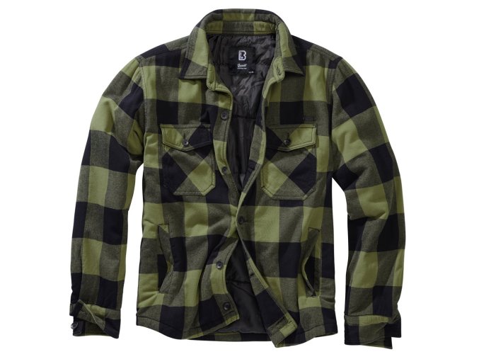 Košile LUMBERJACKET dlouhý rukáv flanel ČERNO/ZELENÁ (velikost 3XL)