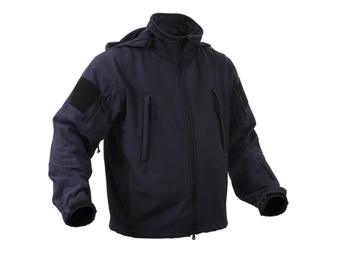 Bunda TACTICAL s kapucí softshell TMAVĚ MODRÁ (velikost 3XL)