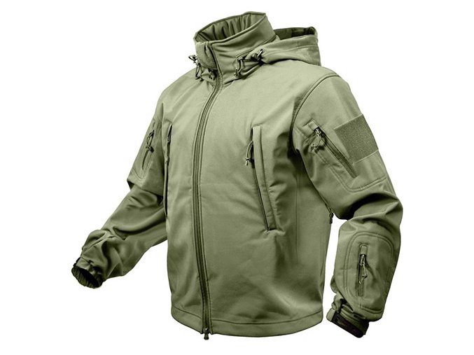 Bunda TACTICAL s kapucí softshell ZELENÁ (velikost 3XL)