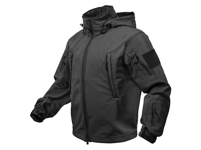 Bunda TACTICAL s kapucí softshell ČERNÁ (velikost 3XL)