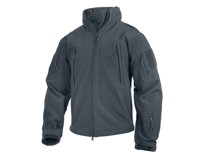 Bunda TACTICAL s kapucí softshell ŠEDÁ (velikost 3XL)