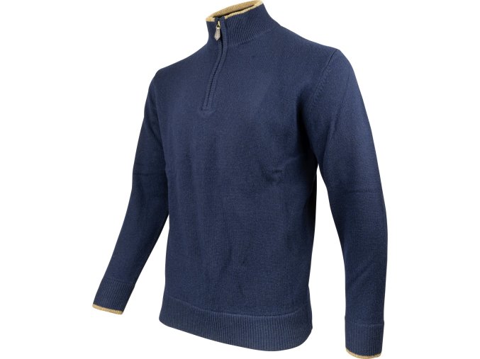 Svetr ASHCOMBE se zipem jehněčí vlna NAVY BLUE (velikost 3XL)