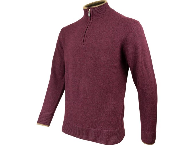 Svetr ASHCOMBE se zipem jehněčí vlna PLUM (velikost 3XL)
