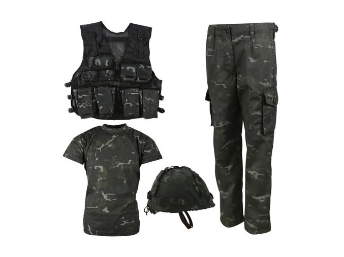 Komplet dětský taktický ARMY COMBO BTP BLACK (velikost 11-12)