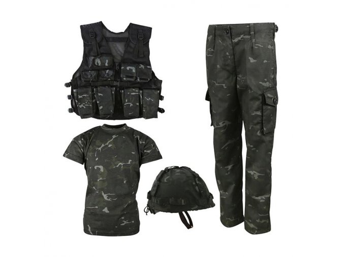 Komplet dětský taktický ARMY COMBO BTP BLACK vel.11-12