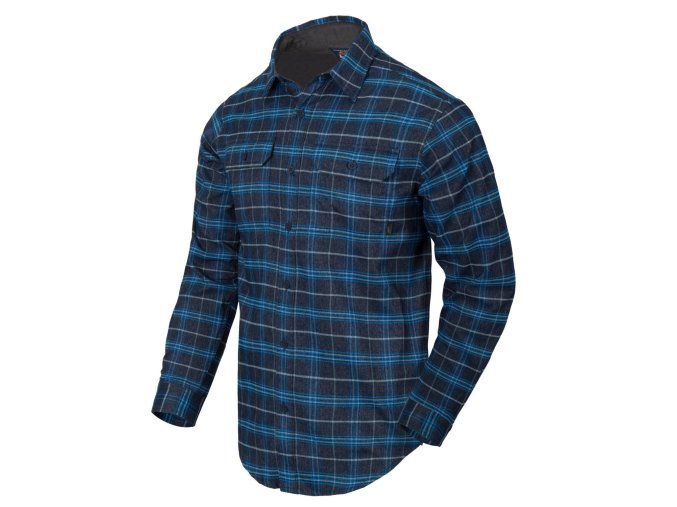Košile GREYMAN dlouhý rukáv BLUE STONEWORK PLAID (velikost 3XL)