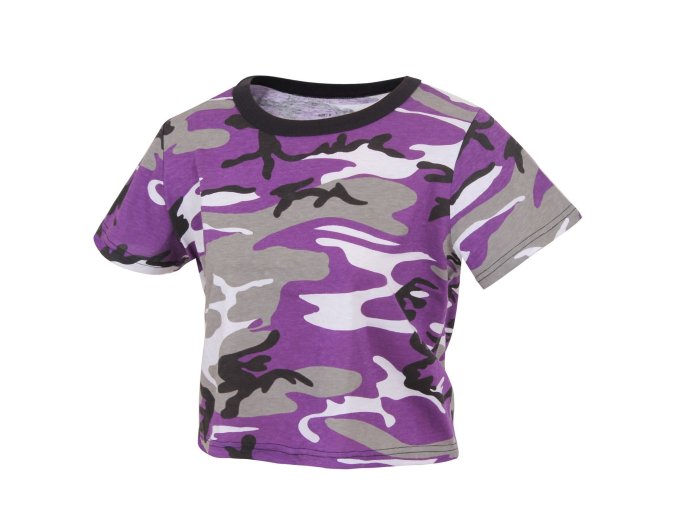 Triko dámské krátké CROP VIOLET CAMO (velikost S)