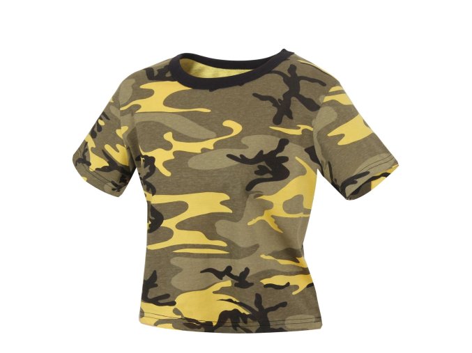 Triko dámské krátké CROP Stinger Yellow Camo (velikost XL)