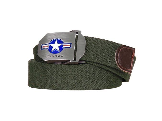 Opasek USAF WWII plátěný ZELENÝ (velikost 115)