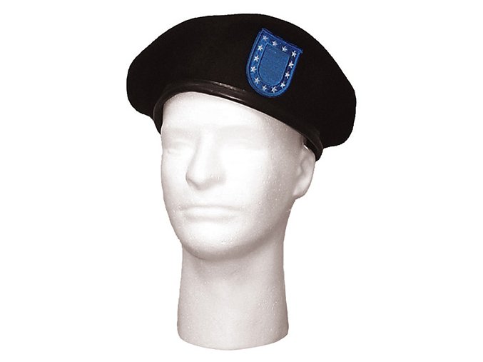 Baret US čierny s BLUE FLASH